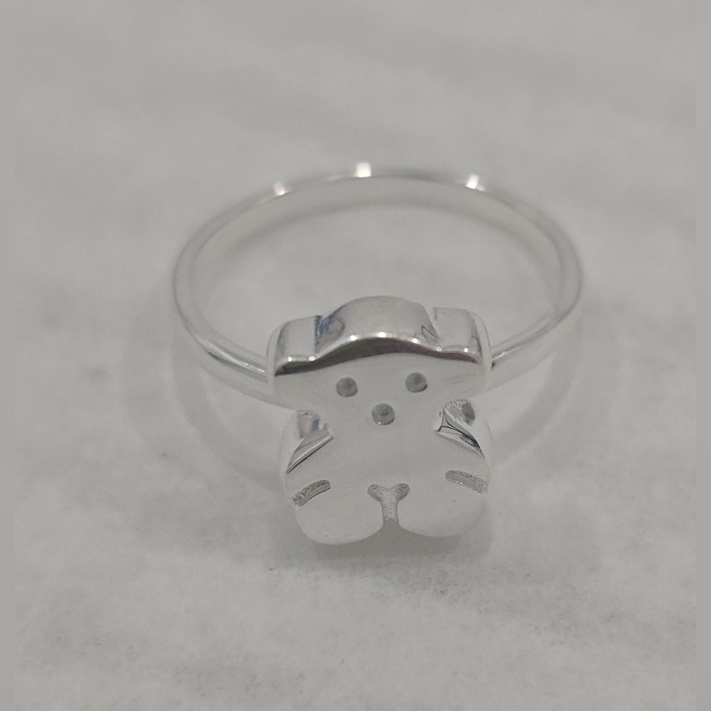 Tous Sterling Silver Bear Motif Ring Size 6